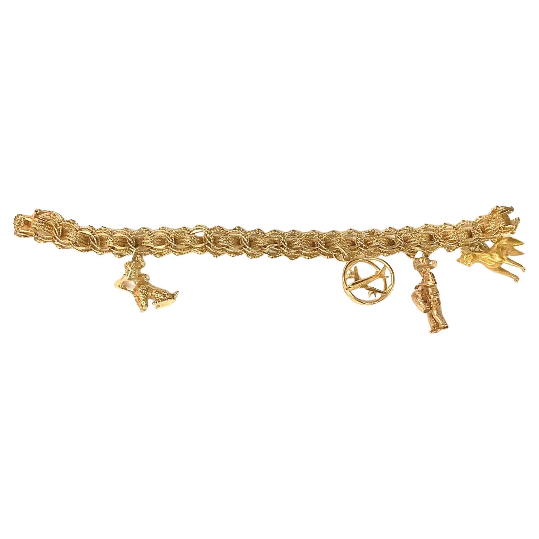Moderne Bracelet de breloques en or 14K pour dames en vente