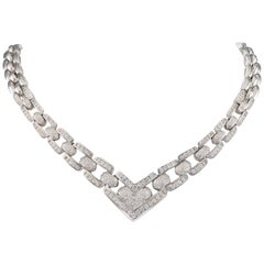 Ladies Heavy Link 8.00 Carat Pavé and Channel Set Diamond Necklace