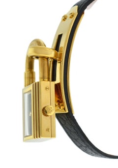 Ladies Hermes Kelly KE1.201 Gold Black Leather Belt Quartz Watch