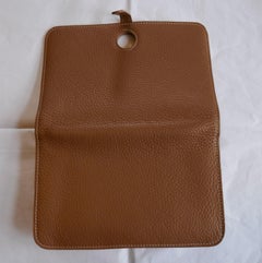Ladies Hermes Mushroom Coloured Togo Calfskin Dogon Duo Wallet with Purse