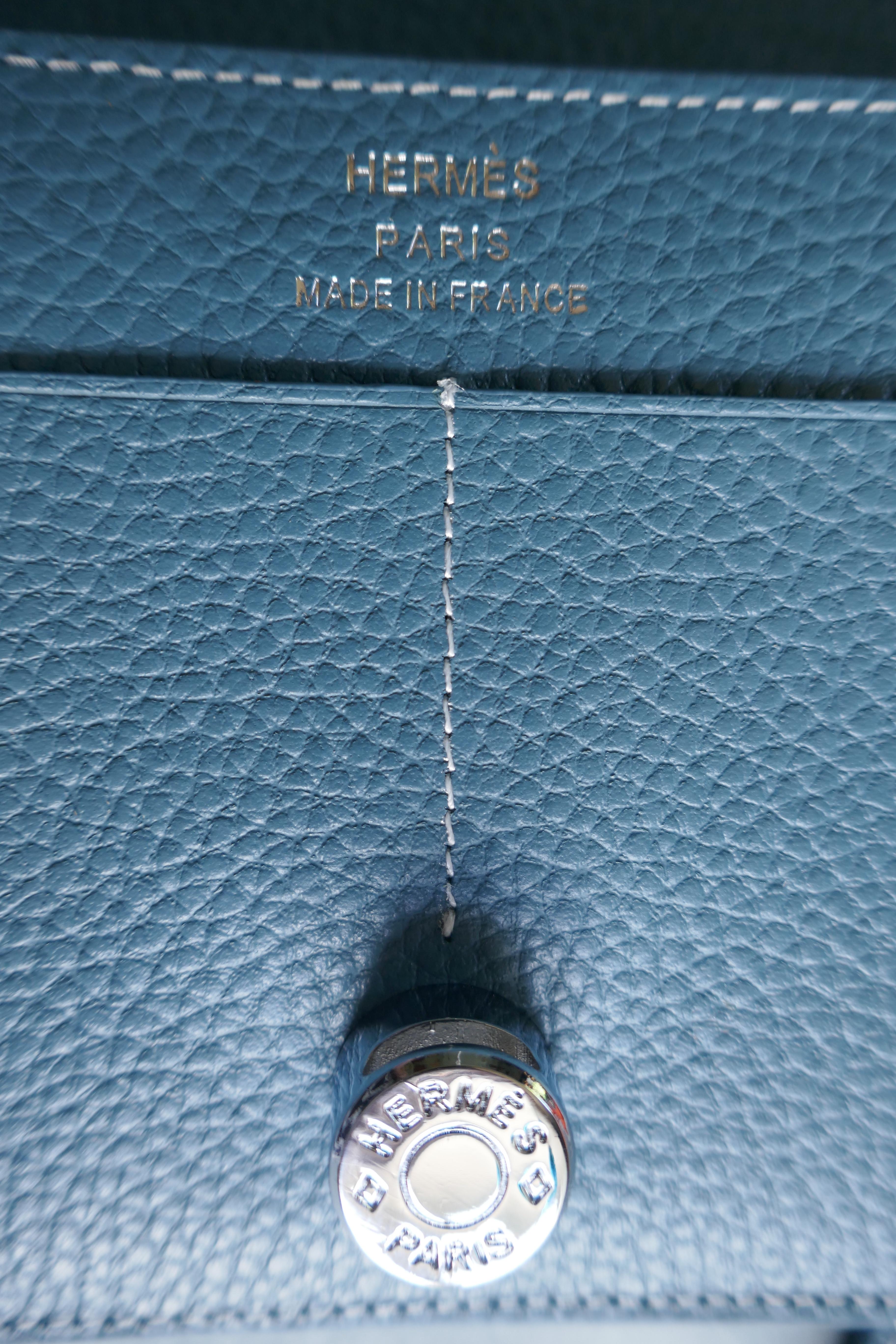 Ladies Hermes Paris Blue/ Grey Togo Calfskin Dogon Duo Wallet with Purse 5