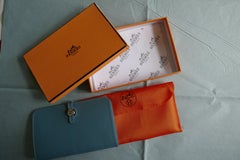 Ladies Hermes Paris Blue/ Grey Togo Calfskin Dogon Duo Wallet with Purse