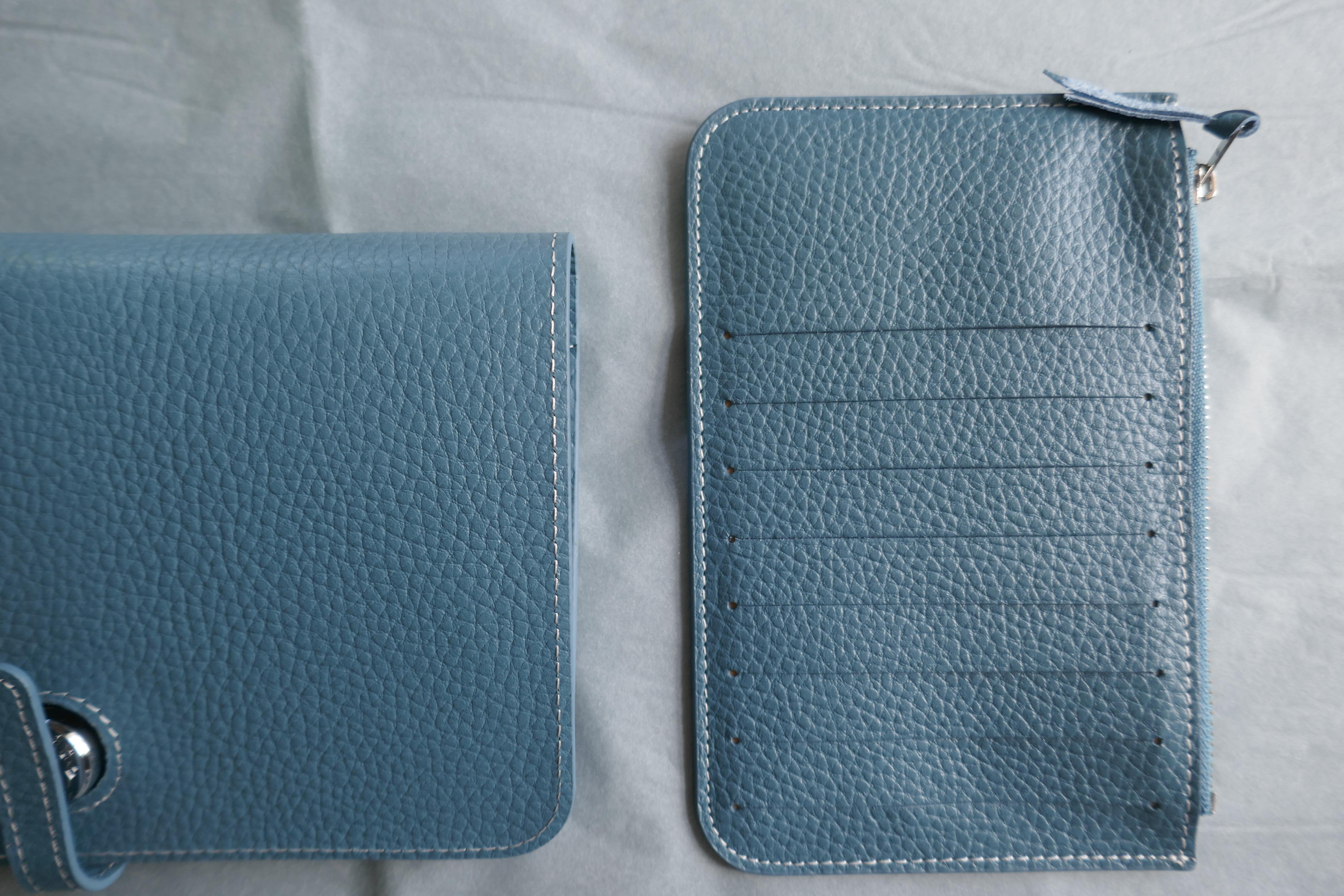 Ladies Hermes Paris Blue/ Grey Togo Calfskin Dogon Duo Wallet with Purse 2