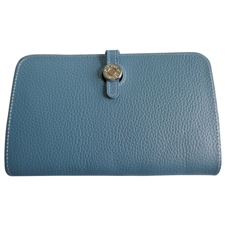 Ladies Hermes Paris Blue/ Grey Togo Calfskin Dogon Duo Wallet with