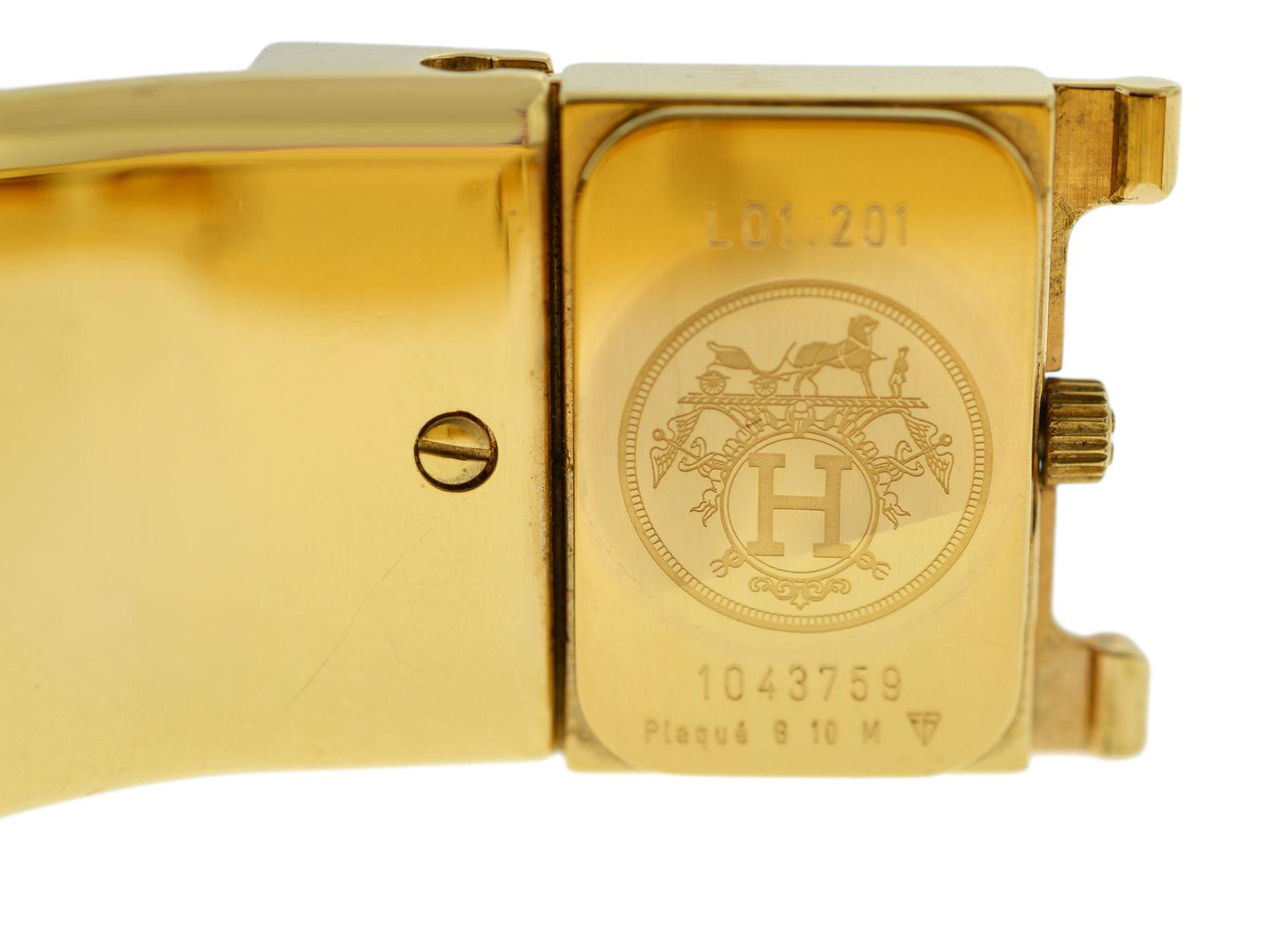 Ladies Hermes Paris Loquet Gold-Plated Bracelet Quartz Watch For Sale 1