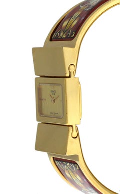 Ladies Hermes Paris Loquet L01.201 Gold-Plated Bracelet Quartz Watch