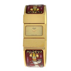 Ladies Hermes Paris Loquet L01.201 Gold-Plated Bracelet Quartz Watch