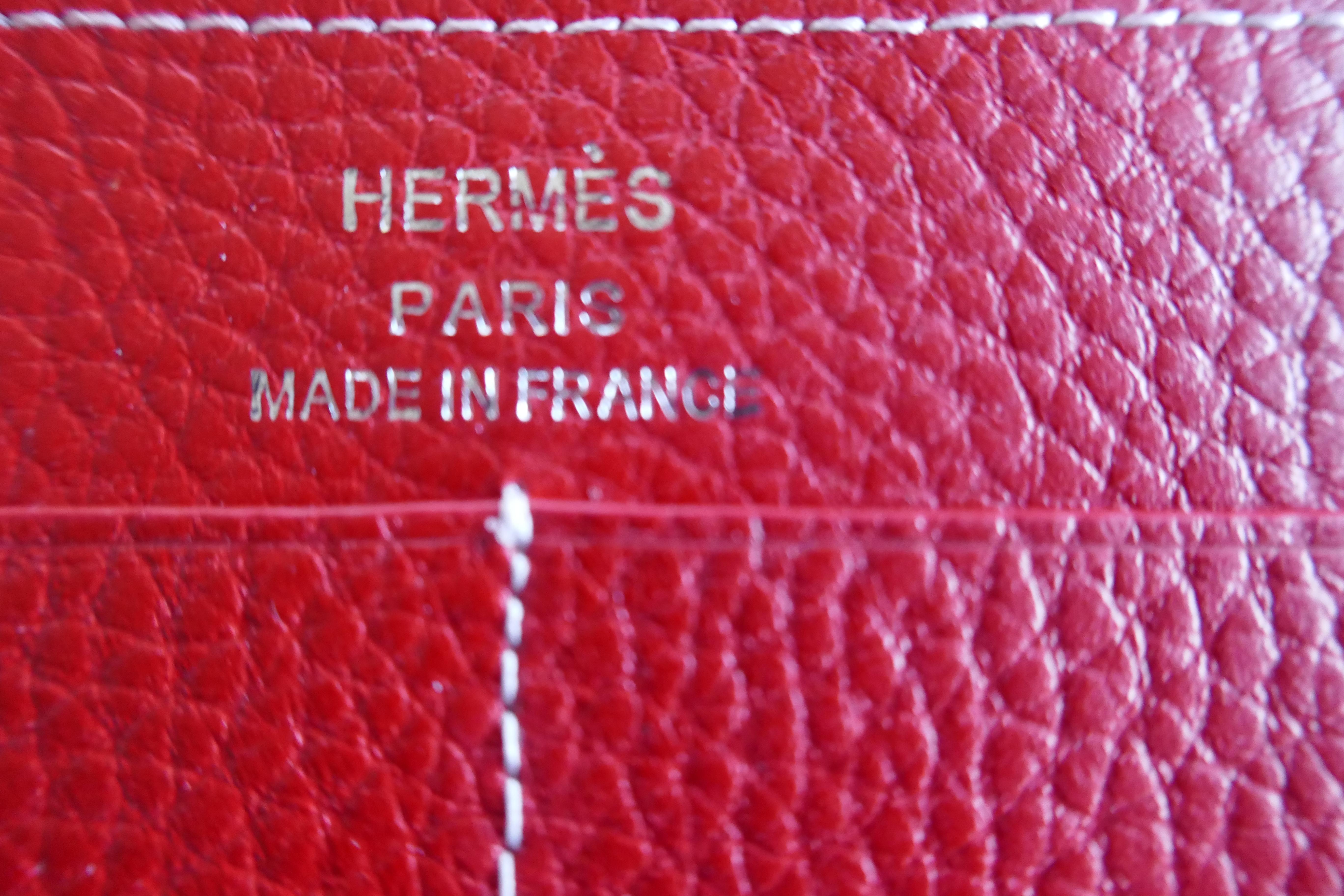Ladies Hermes Paris Red Togo Calfskin Dogon Duo Wallet with Purse 4