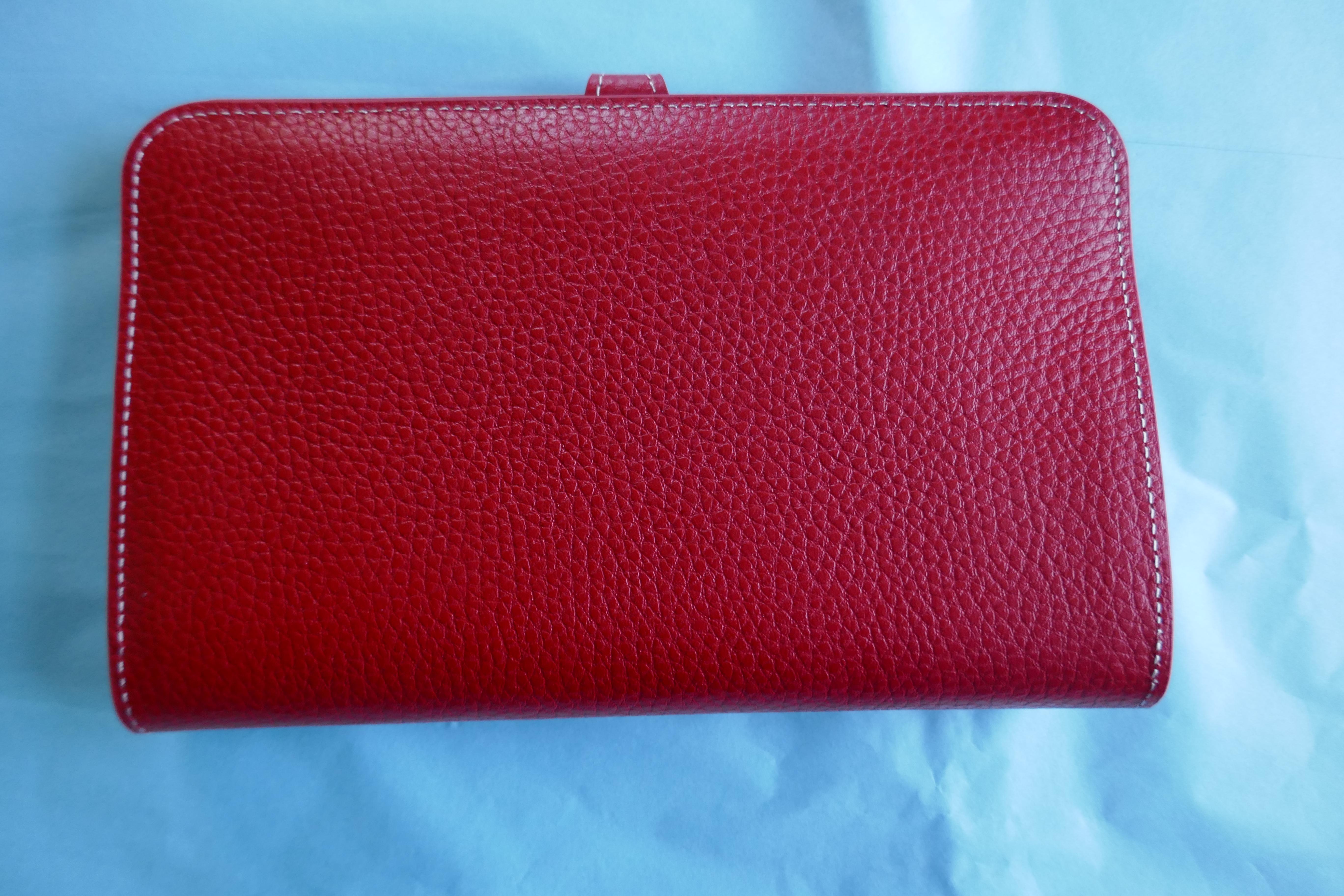 Ladies Hermes Paris Red Togo Calfskin Dogon Duo Wallet with Purse 1