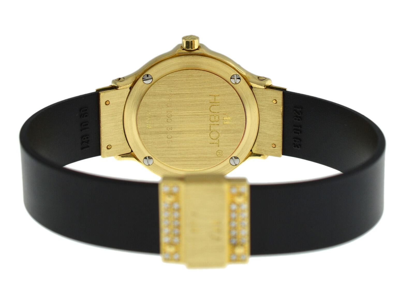 Women's Ladies Hublot MDM Geneve Classic 1280 18 Karat Gold Diamonds Quartz Watch