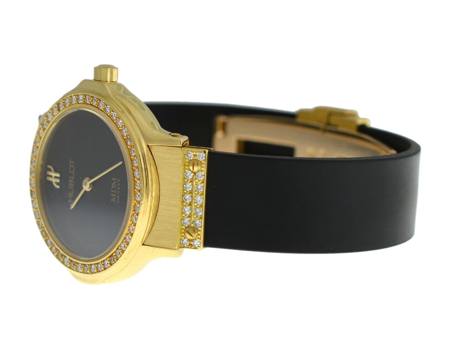 Ladies Hublot MDM Geneve Classic 1280 18 Karat Gold Diamonds Quartz Watch 3