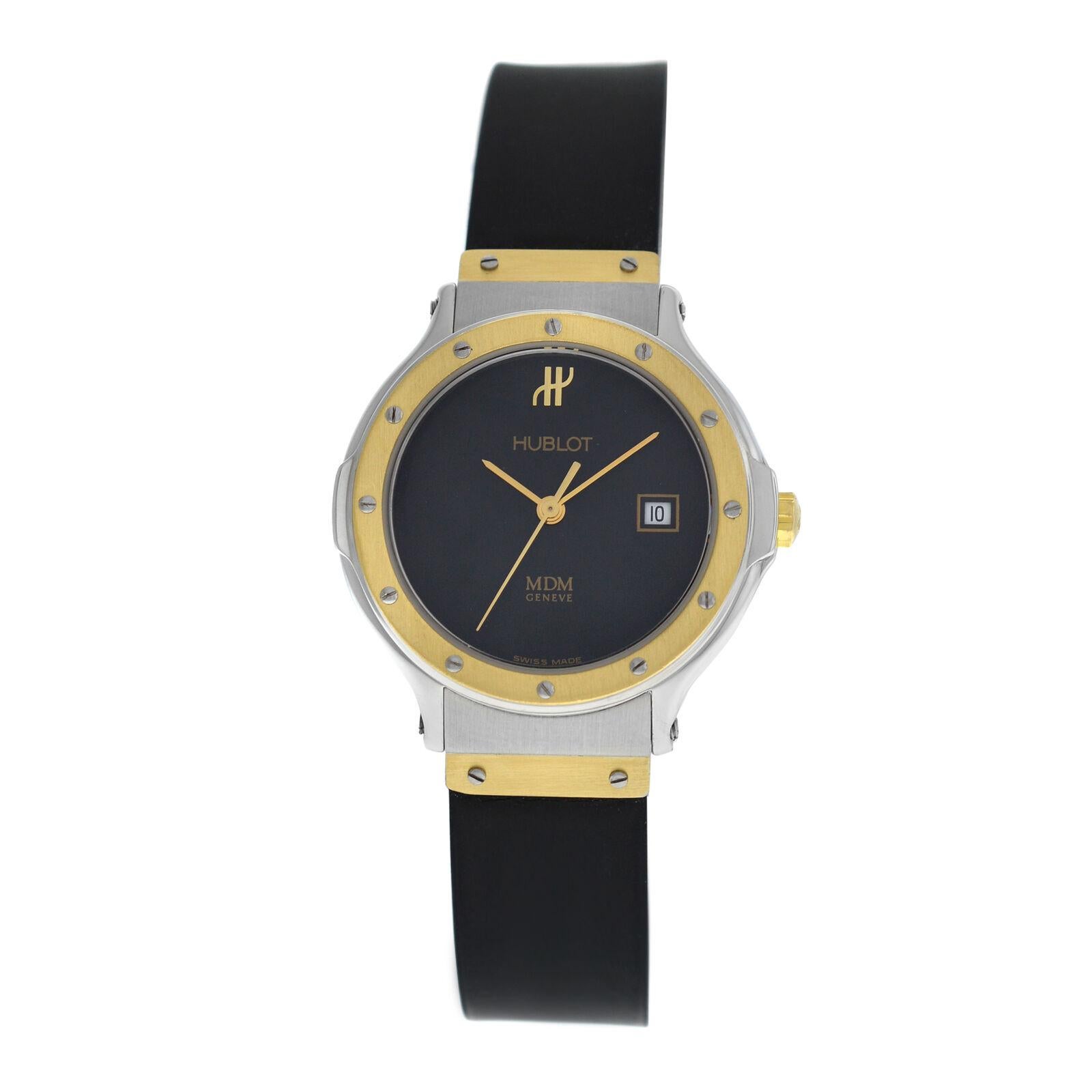 Hublot MDM 1581.3 18 Karat Yellow Gold Unisex Automatic Watch, White Dial For  Sale at 1stDibs