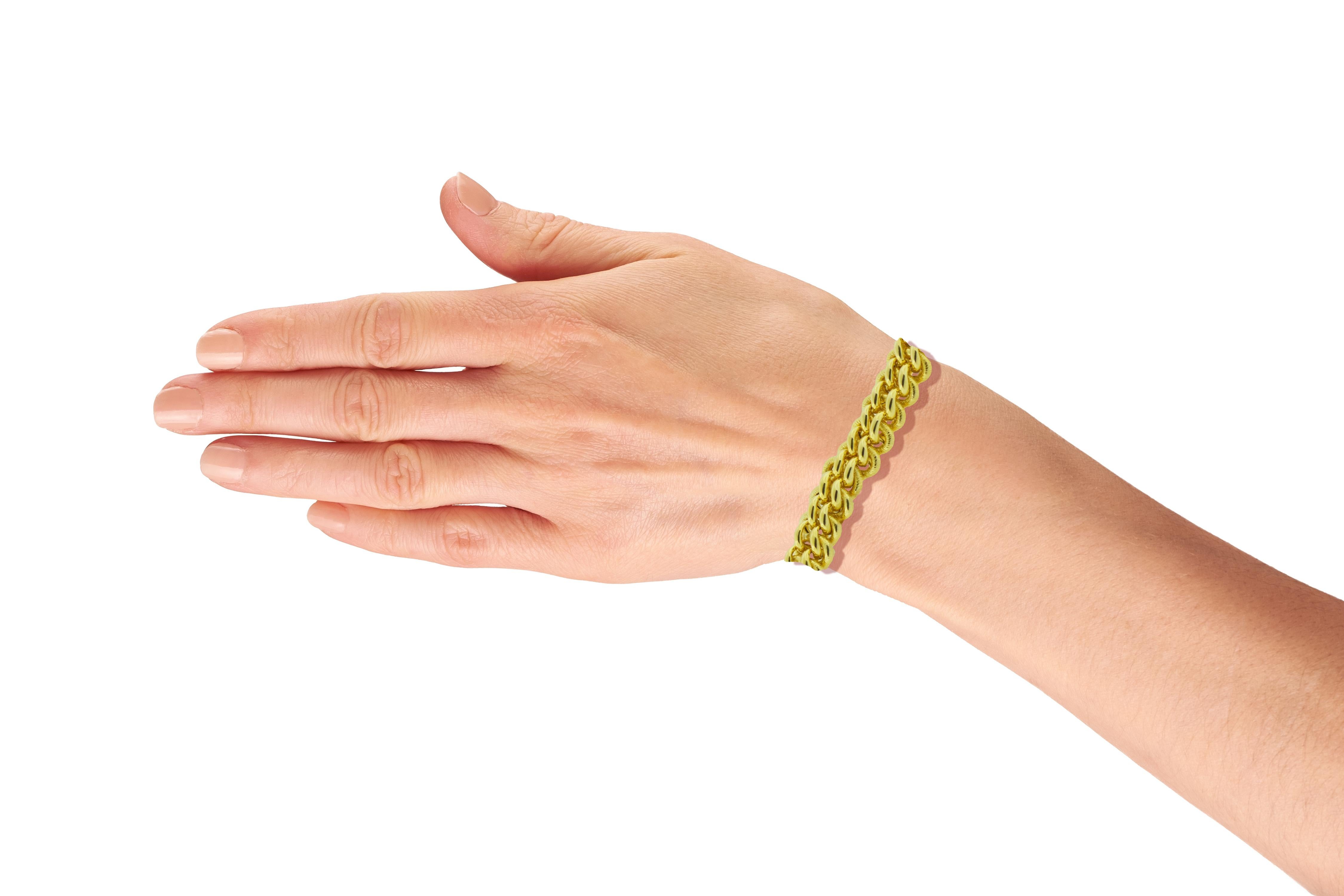 Damen Italienisches Gliederkettenarmband 18 Karat 750 Gelbgold (Moderne) im Angebot