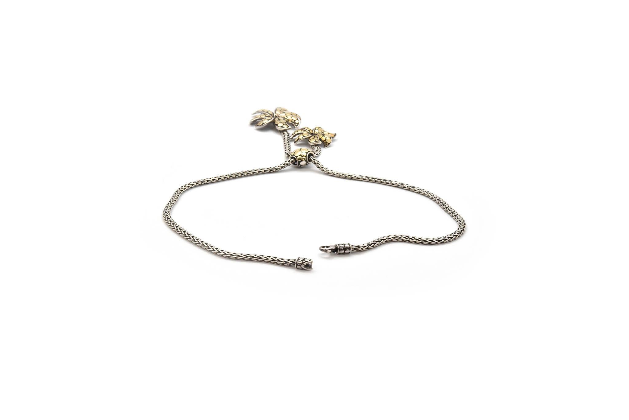 Ladies John Hardy Sterling Silver 18 Karat Yellow Gold Dot Flower Wheat Necklace 2