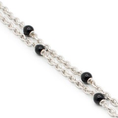 Damen Judith Ripka 925 Sterlingsilber Onyx Perlen Gliederhalskette