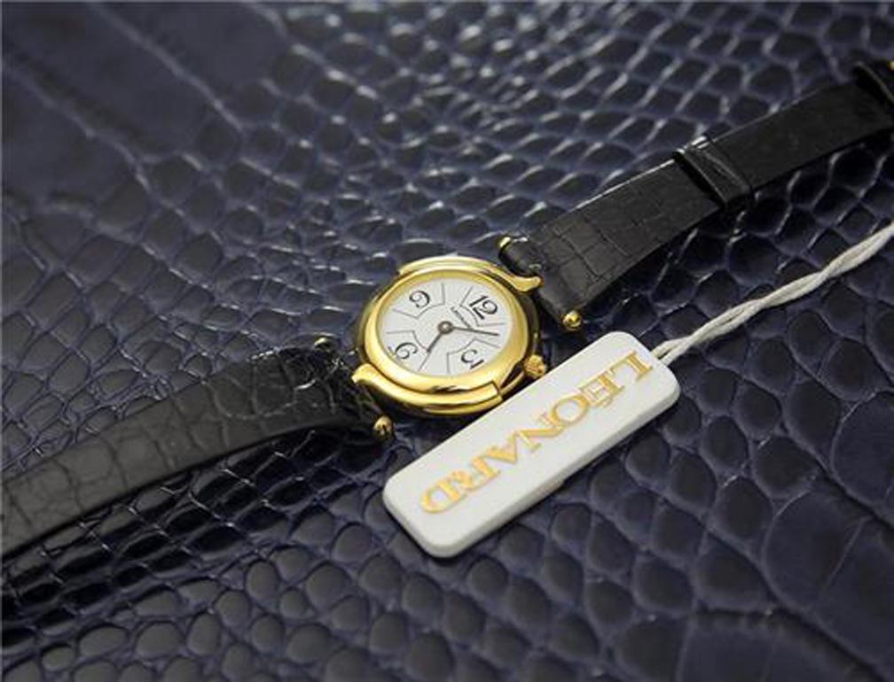 Women's Ladies Leonard Quartz Gold-Plated Dress Watch 2000s Swiss J682