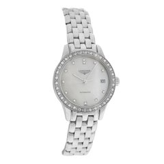 Ladies Longines Flagship L42740876 Steel Watch Diamond Mother of Pearl Automatic