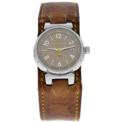 Ladies Louis Vuitton Tambour Q1212 Stainless Steel Date Quartz Watch