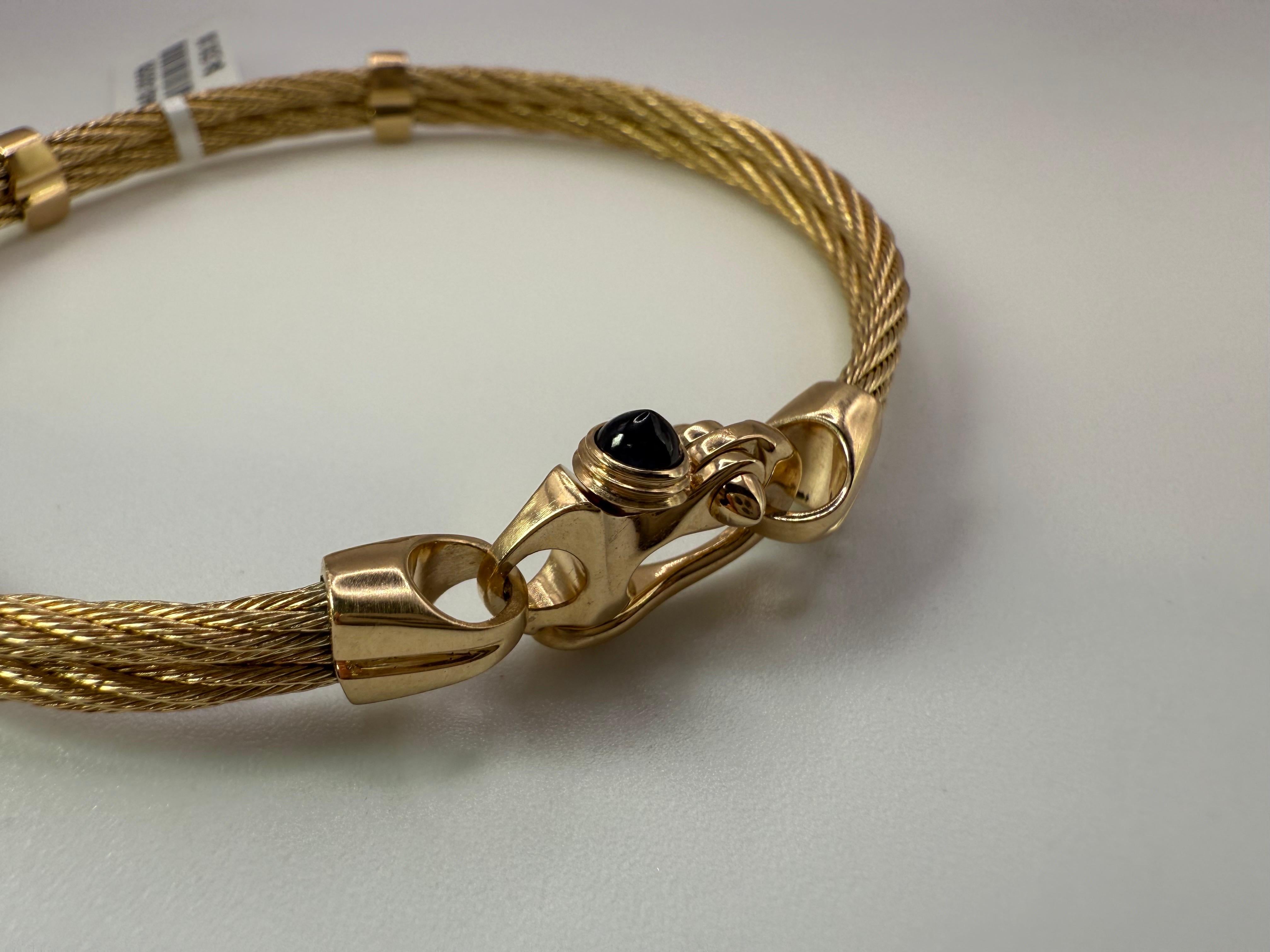Bracelet de dame avec fermoir Marin en or 14KT saphir bangle en or massif en vente 7