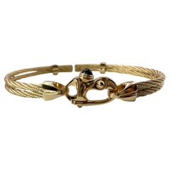 Bracelet de dame avec fermoir Marin en or 14KT saphir bangle en or massif