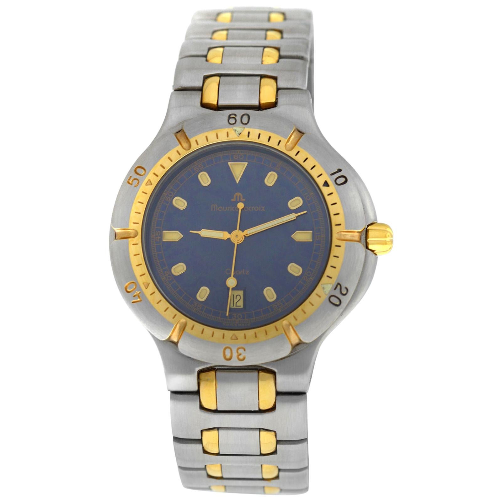 Ladies Maurice Lacroix 92266 Gold Electroplated Steel Quartz Date Watch For Sale