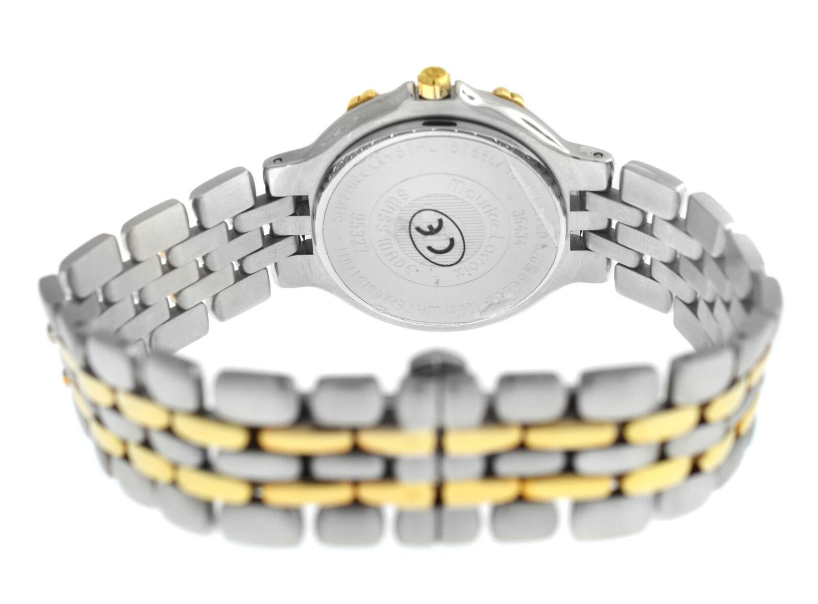 Ladies Maurice Lacroix 95327 Gold Electroplated Steel Quartz Date Watch In Excellent Condition For Sale In New York, NY