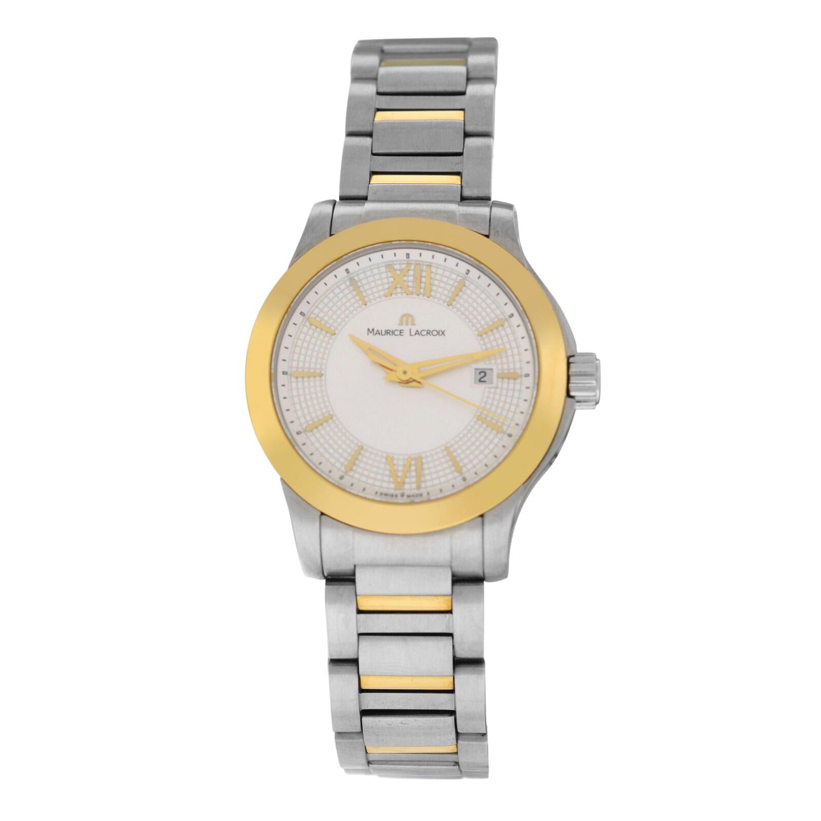 Ladies Maurice Lacroix Miros MI1063-SY013-110 Steel Gold $1100 Quartz Watch For Sale
