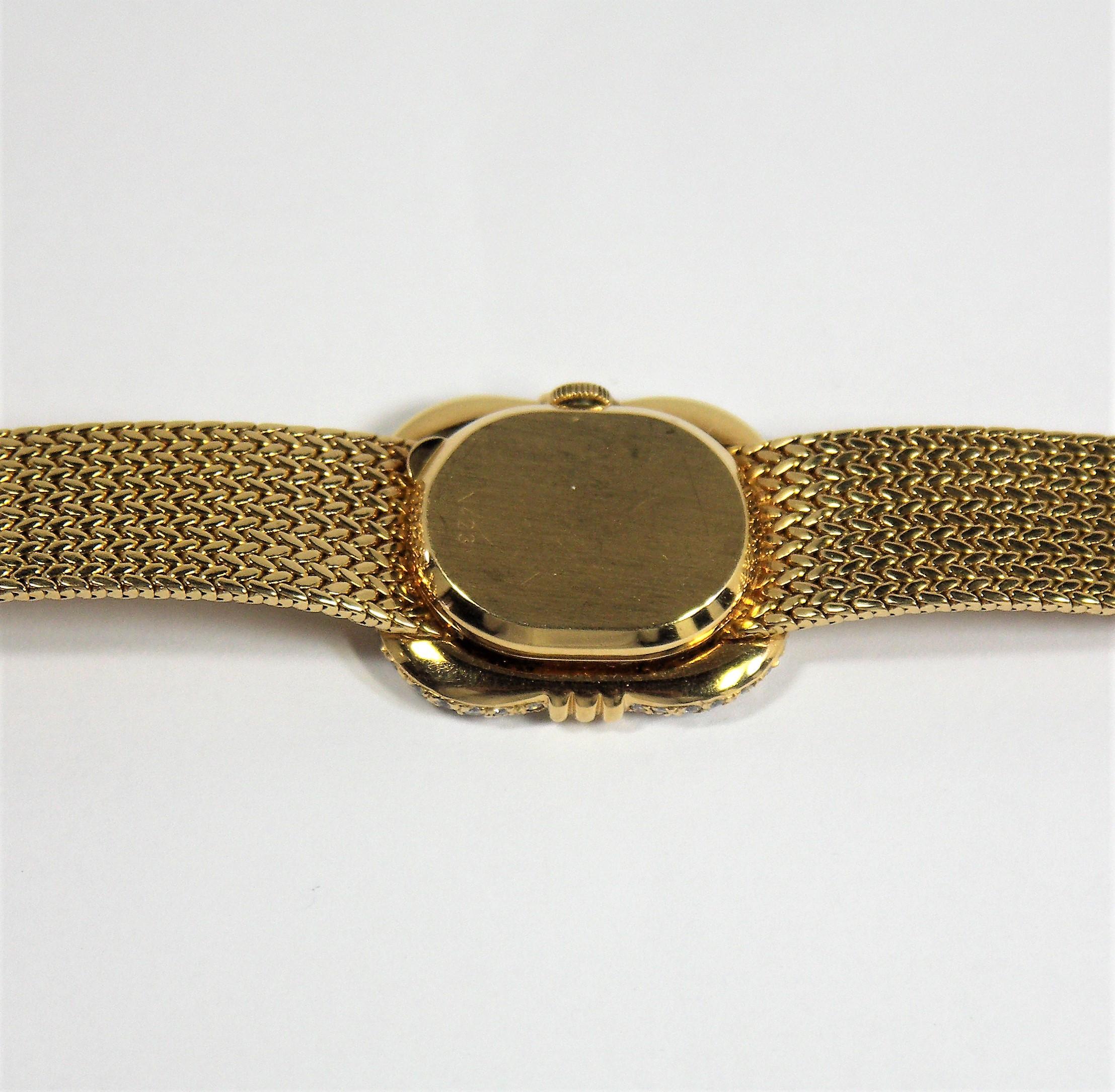 Ladies Midcentury Gold, Dress Rolex with Diamond Encrusted Case In Good Condition In Palm Beach, FL