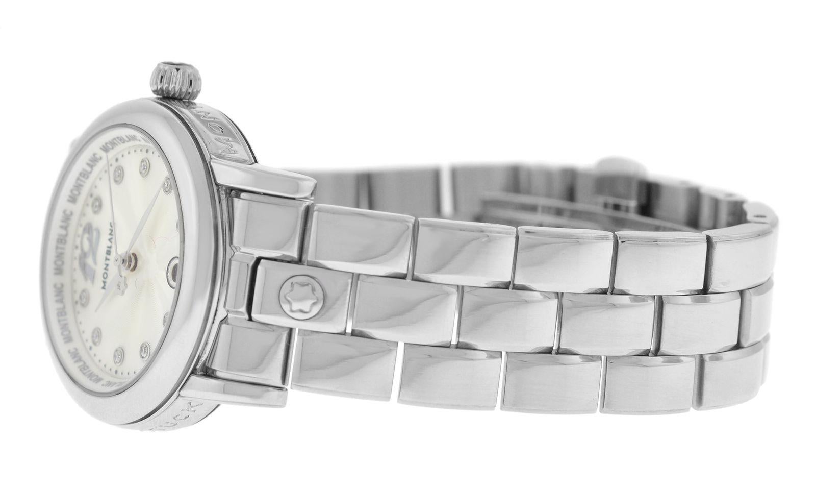 Ladies Montblanc Meisterstuck Steel Diamond Date Quartz Watch For Sale 1