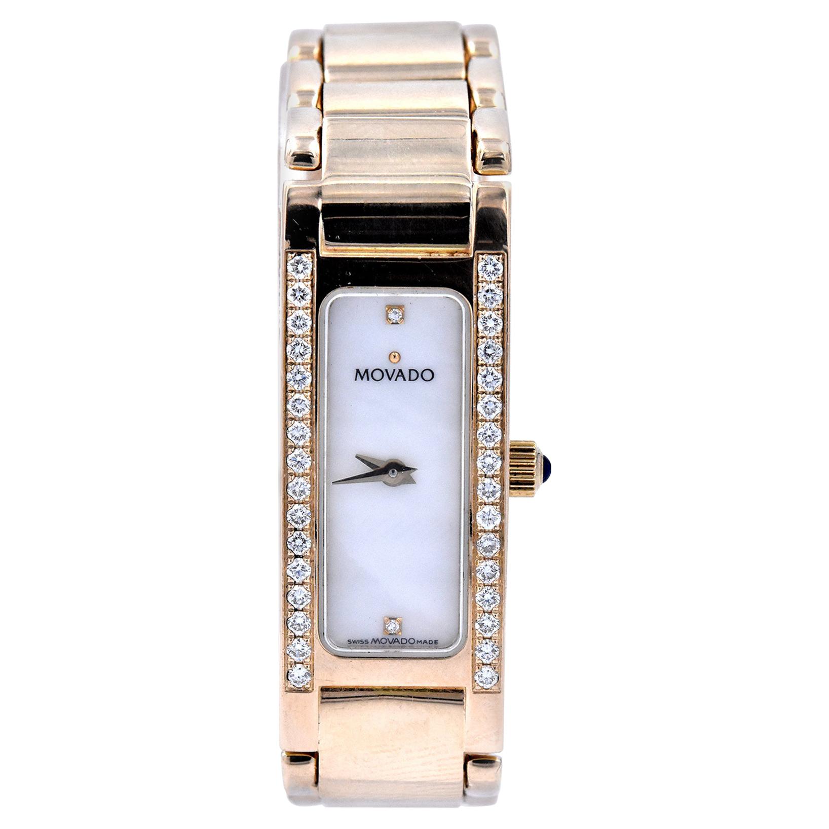 Ladies Movado 14 Karat Yellow Gold Diamond Wristwatch Ref. 71 H5 1432