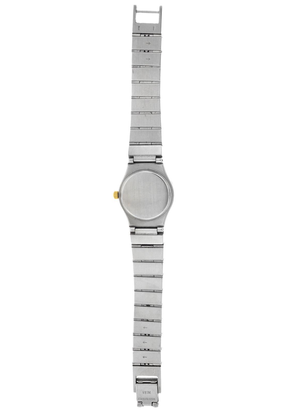 Ladies Movado Steel Yellow Gold Diamond Quartz Watch In Excellent Condition In New York, NY