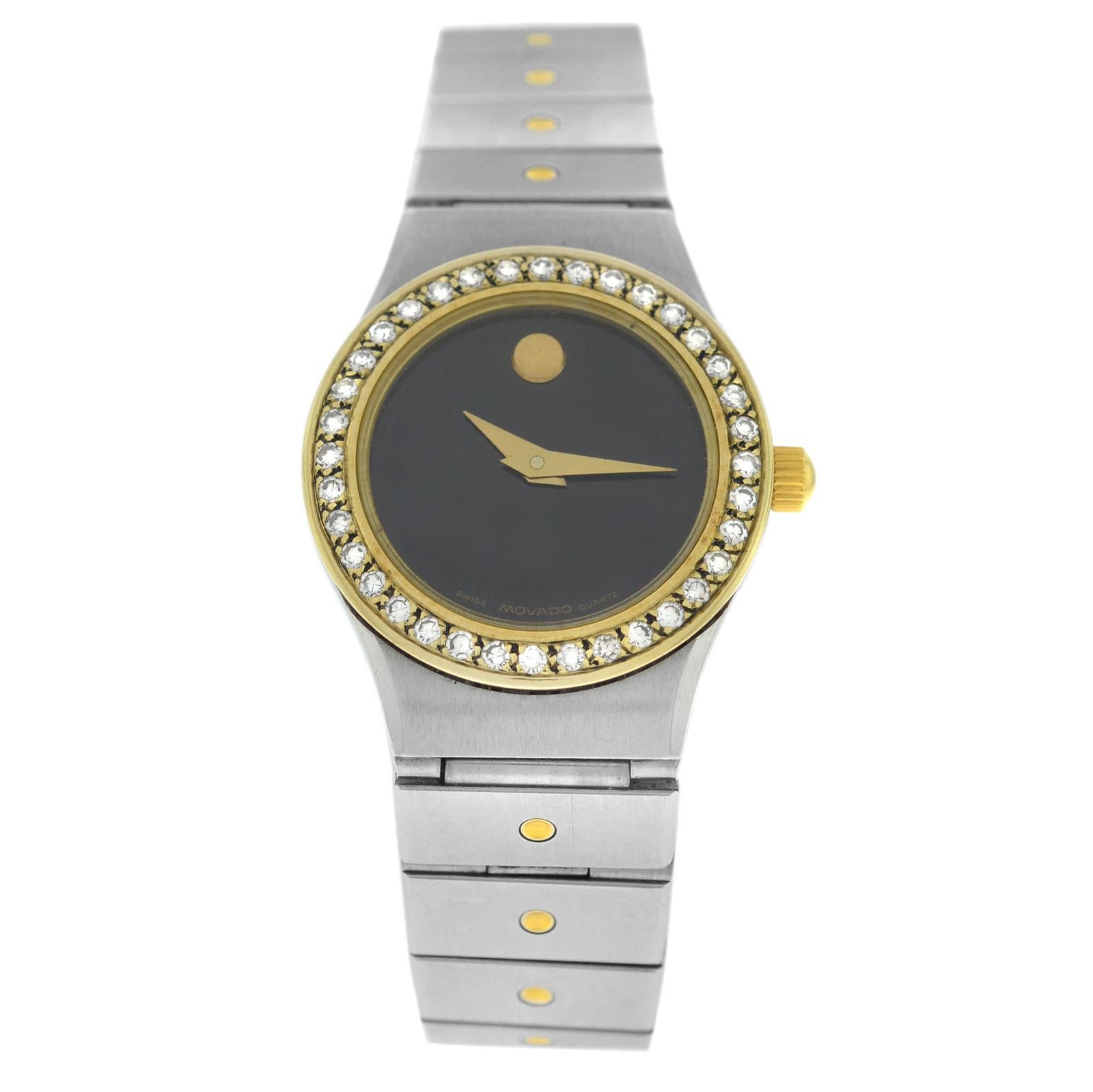 Ladies Movado Steel Yellow Gold Diamond Quartz Watch