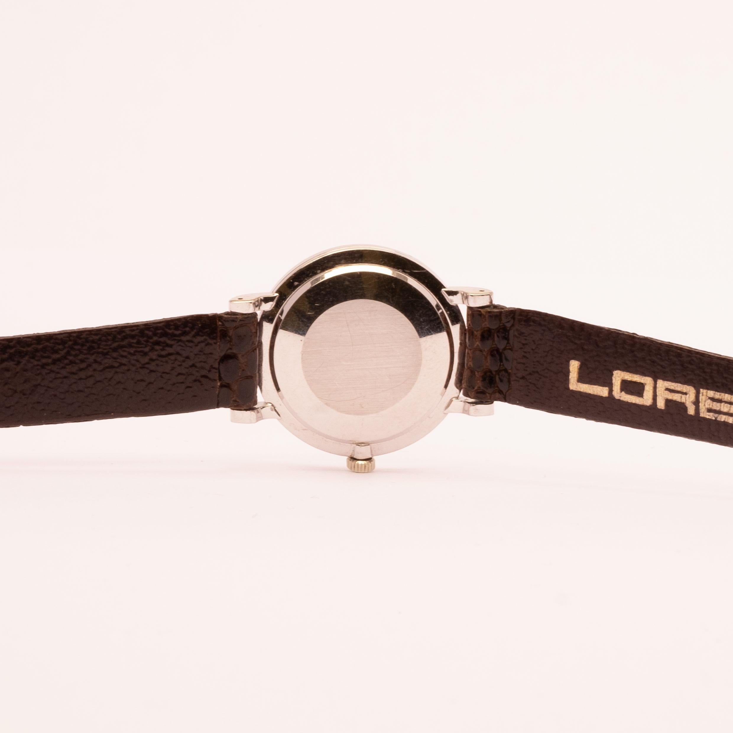 Round Cut Ladies Movado White Gold & Diamonds Watch For Sale