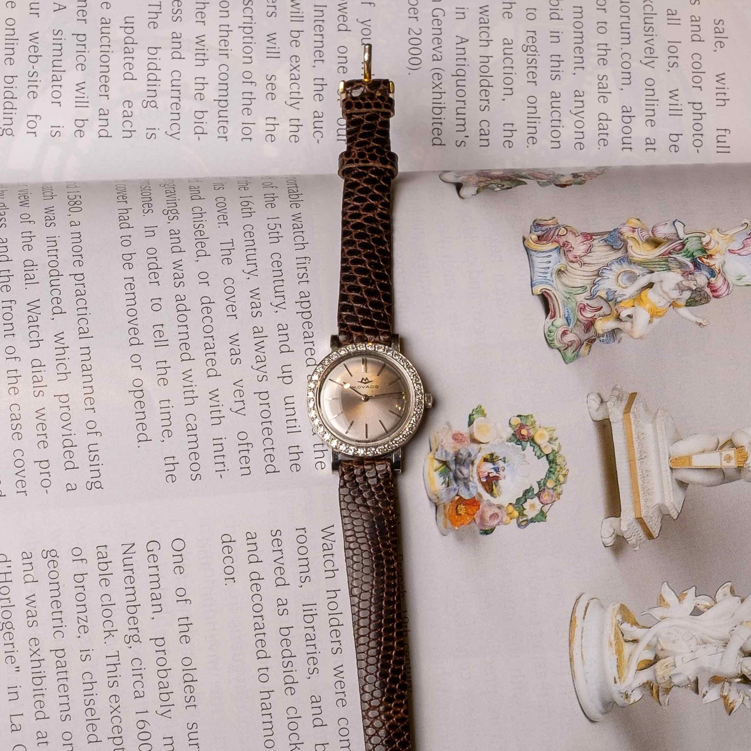 Ladies Movado White Gold & Diamonds Watch For Sale 1