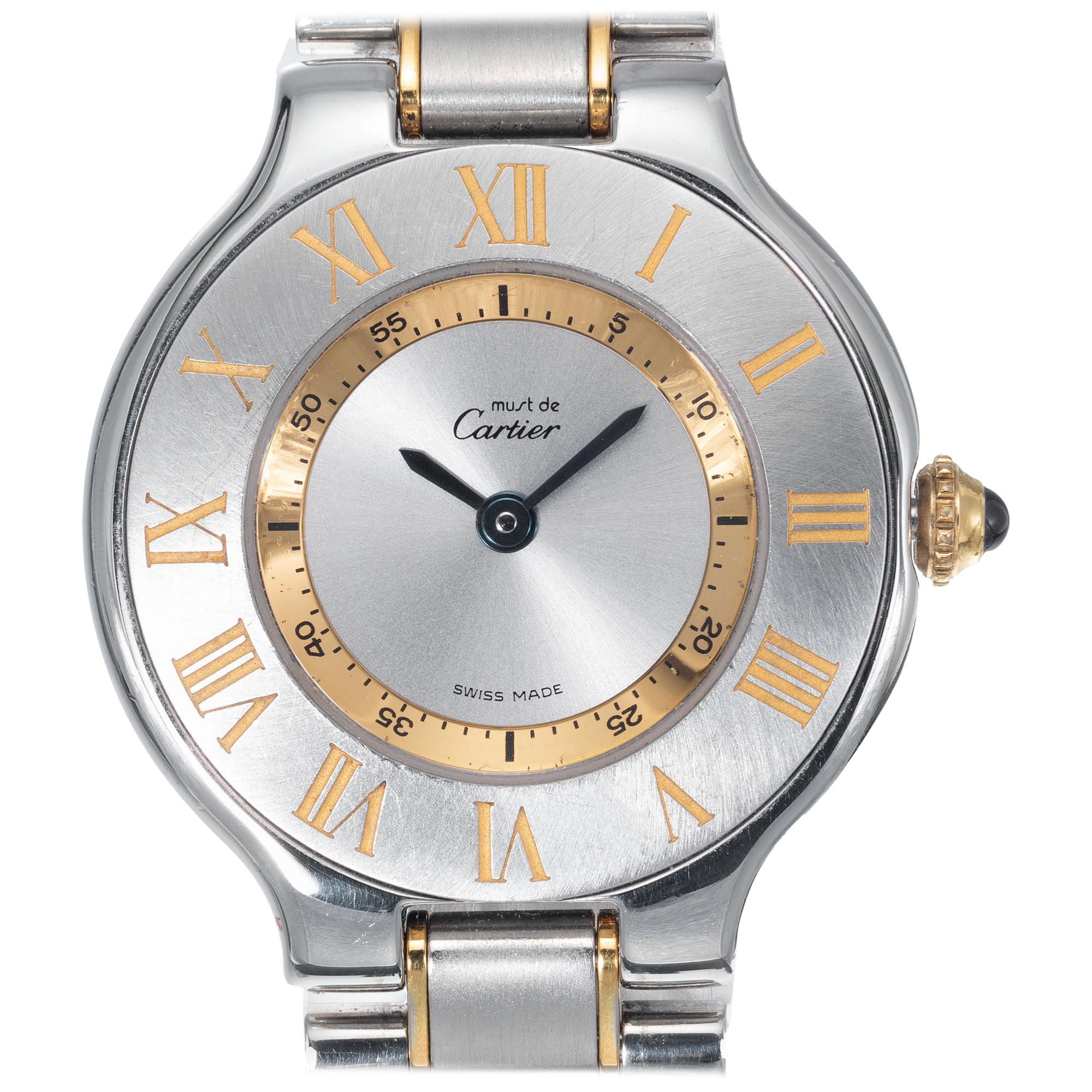 Ladies Must De Cartier Two-Tone Steel Yellow Gold Plate Wristwatch