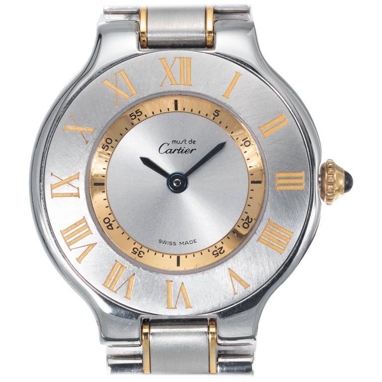 Ladies Must De Cartier Two-Tone Steel Yellow Gold Plate Wristwatch at ...