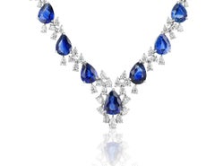 18K Gold Regency Choker Necklace with Diamonds & Sapphire