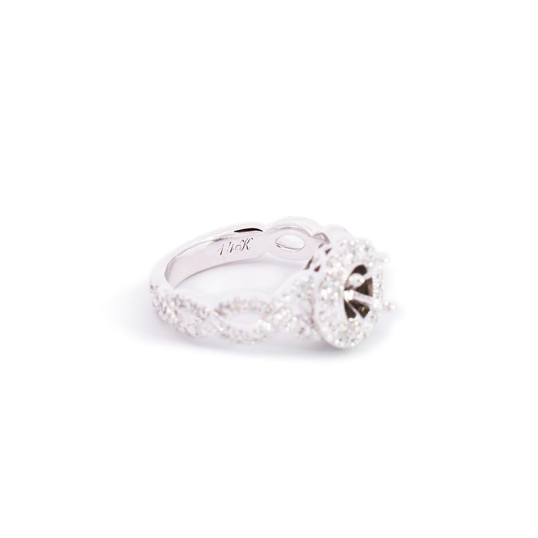 Ladies Neil Lane 14k White Gold Semi Mount Halo Diamond Engagement Ring 1