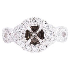 Ladies Neil Lane 14k White Gold Semi Mount Halo Diamond Engagement Ring