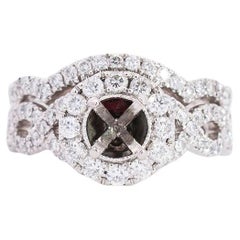 Ladies Neil Lane Bridal 14k White Gold Semi Mount Diamond Halo Engagement Ring