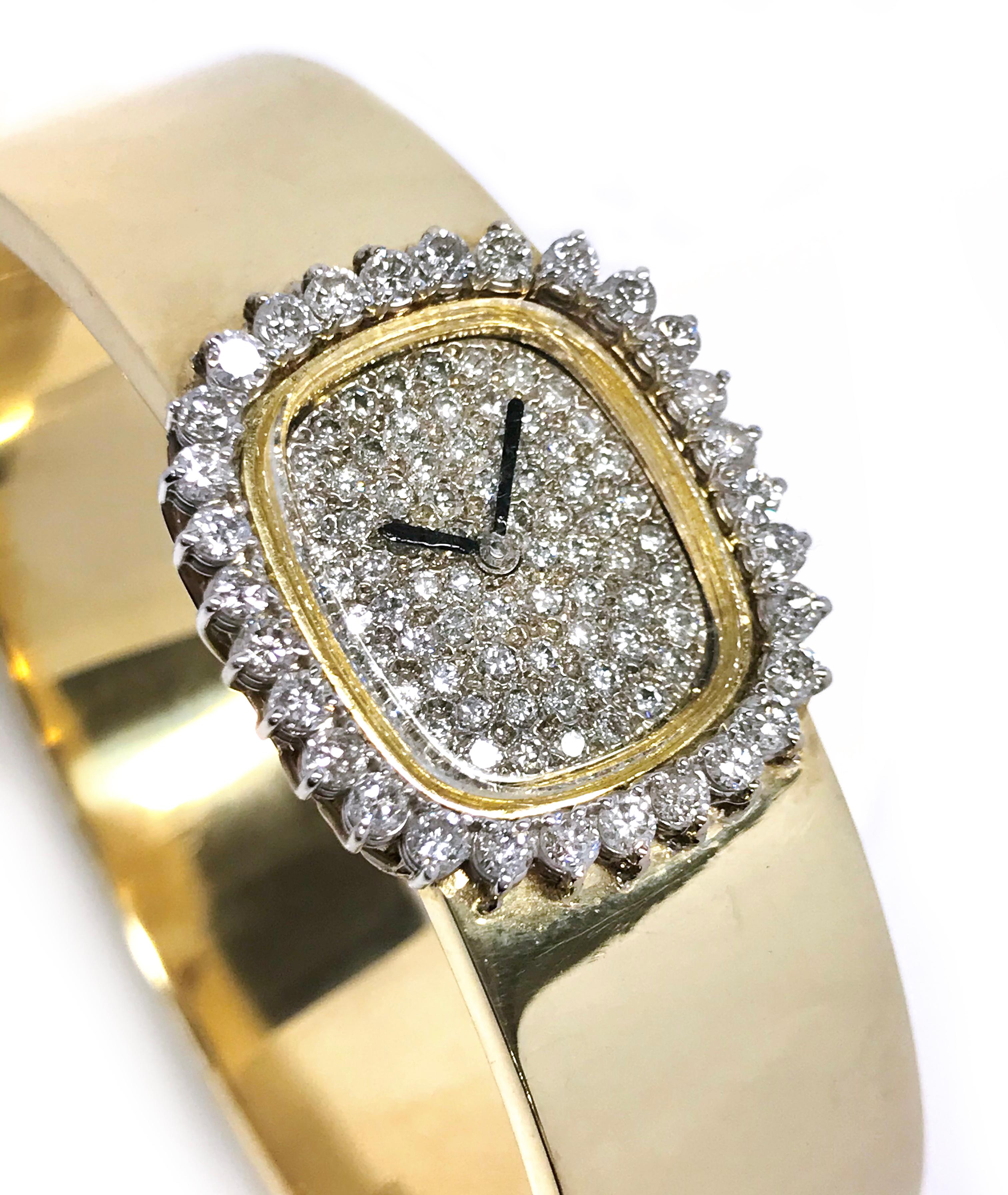 Omega Damenarmbanduhr aus Gelbgold mit Diamanten (Retro) im Angebot