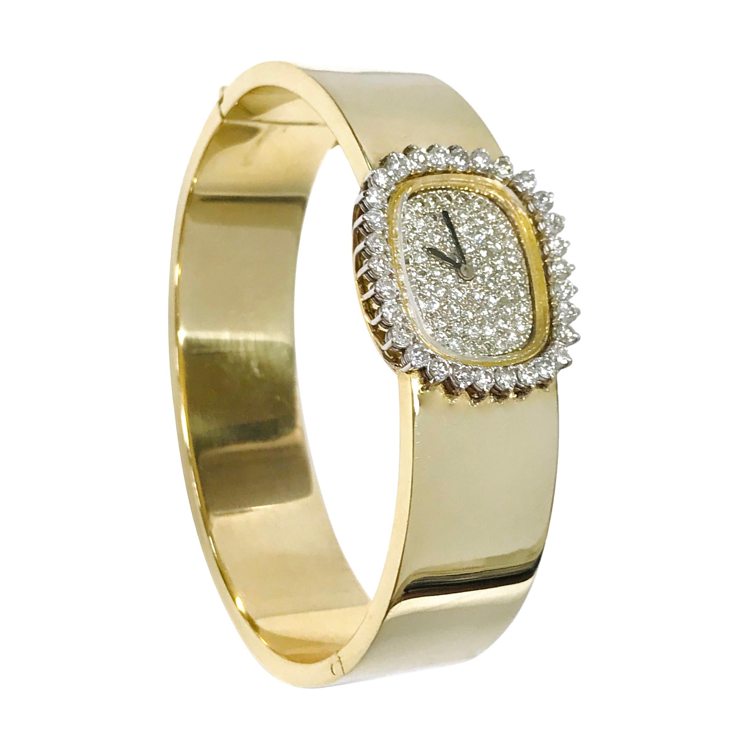 Omega Ladies Yellow Gold Diamond Bangle Watch