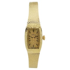 Ladies Omega 14K Yellow Gold Automatic Watch with Mesh Band and Gold Dial