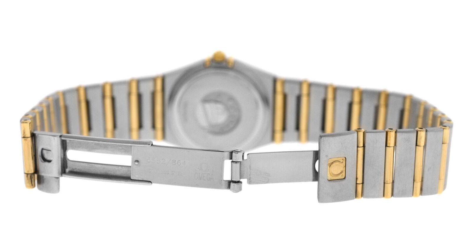 Ladies Omega Constellation 1277.10 Full Bar 18 Karat Gold Diamond Quartz Watch For Sale 2