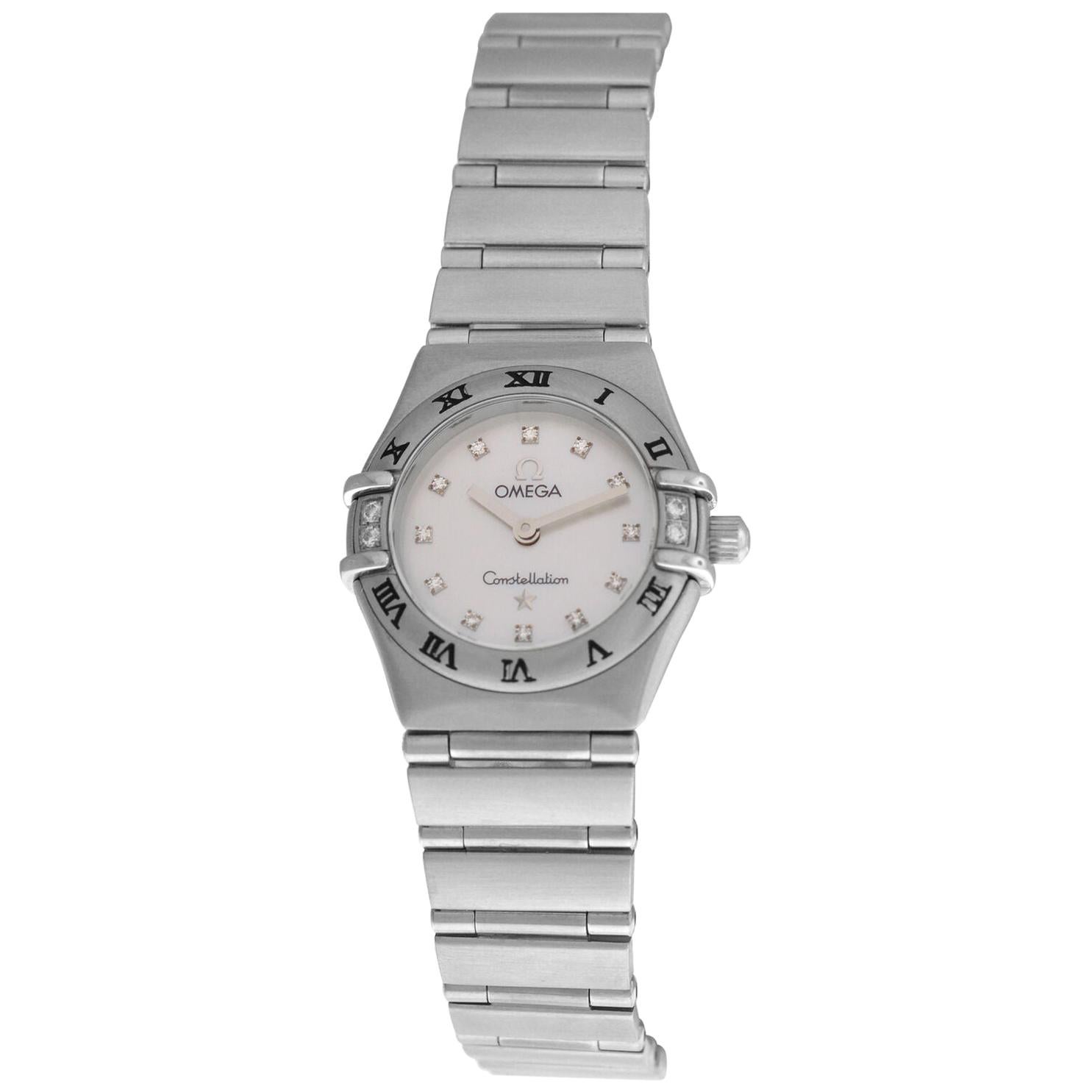 Ladies Omega Constellation 1567.75 Steel Mother of Pearl Diamond Quartz Watch For Sale