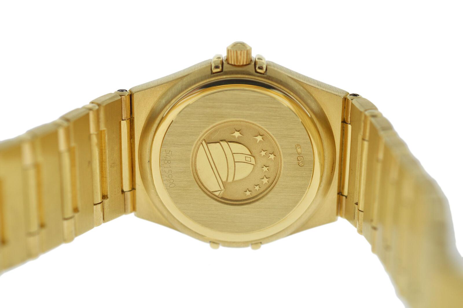 Women's Ladies Omega Constellation 18 Karat Gold Mother of Pearl Diamond Quartz Watch For Sale