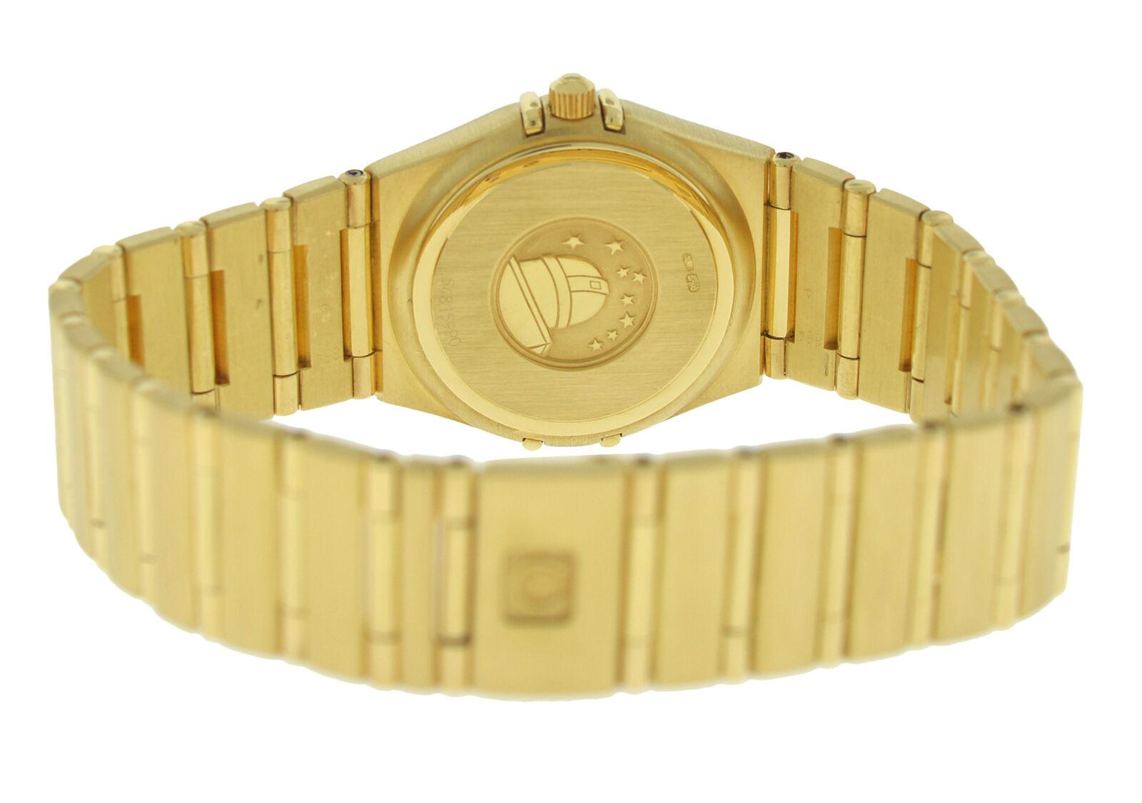 Ladies Omega Constellation 18 Karat Gold Mother of Pearl Diamond Quartz Watch For Sale 1