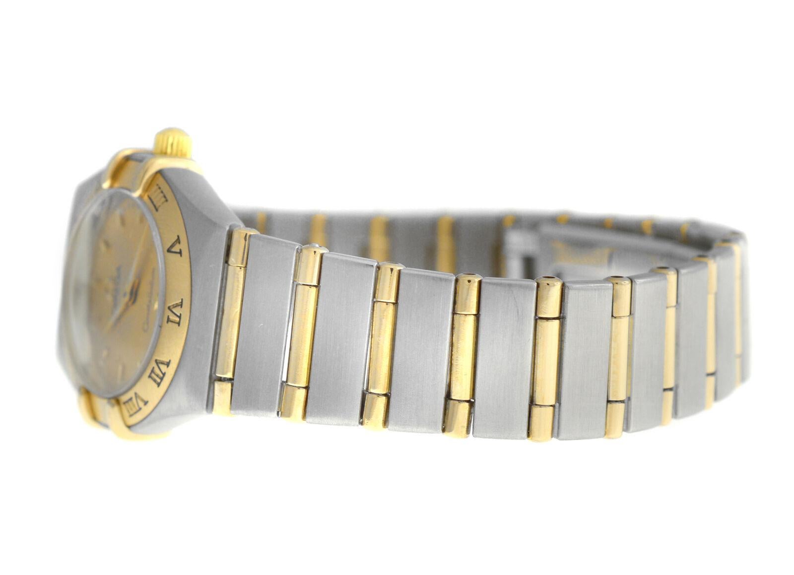 Ladies Omega Constellation 795203 Full Bar 18 Karat Gold Quartz Watch For Sale 4