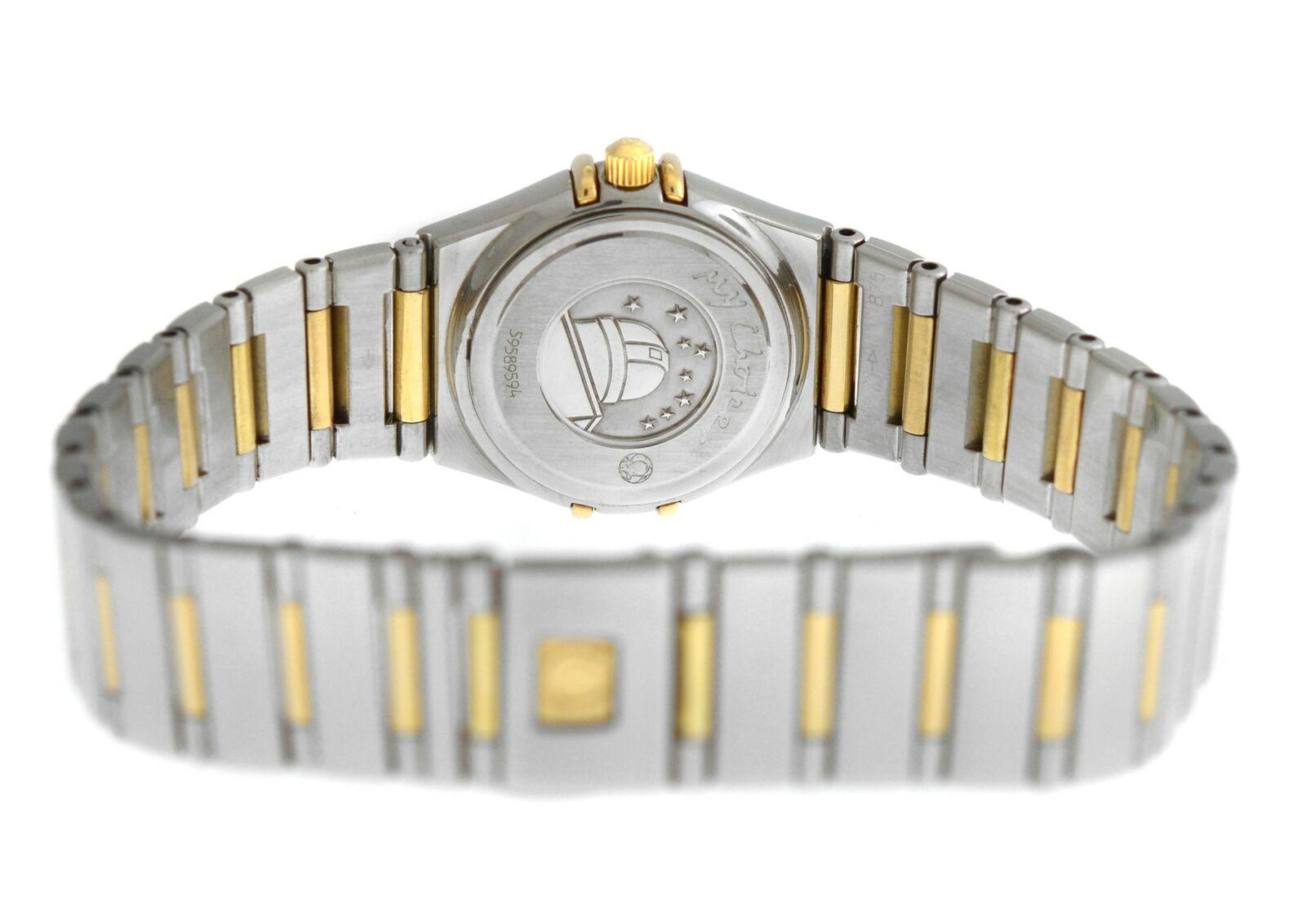 Ladies Omega Constellation My Choice 1365.75 Half Bar 18 Karat Gold Quartz Watch In Excellent Condition For Sale In New York, NY
