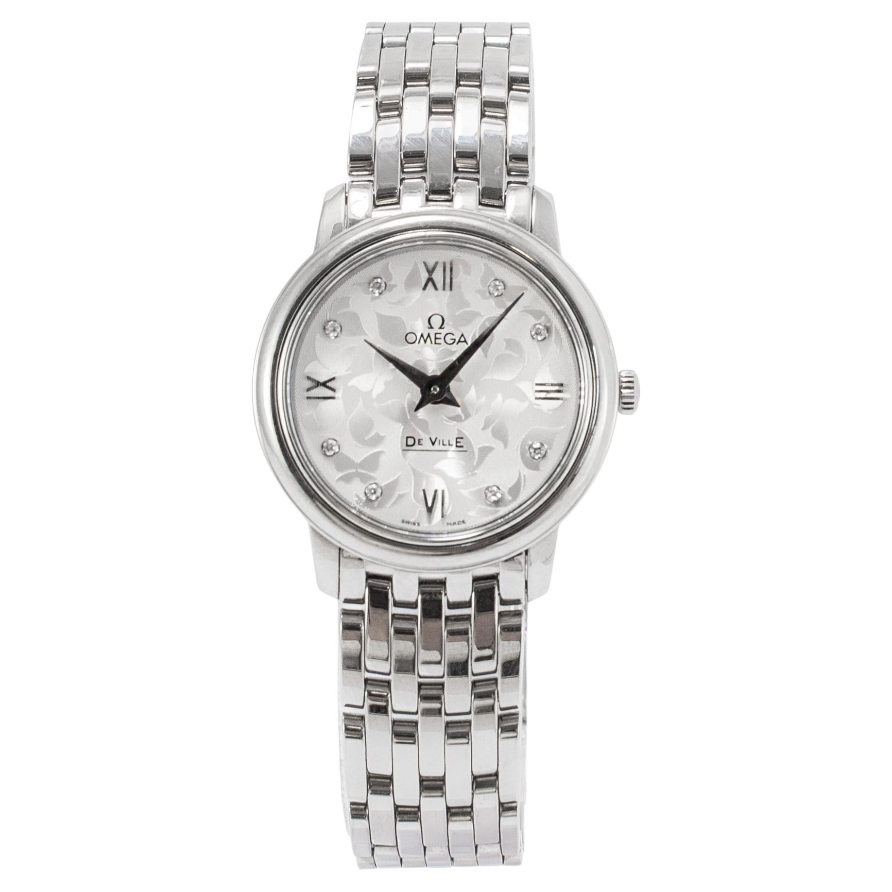Ladies Omega de Ville Prestige 32.7mm 42410336052001 Butterfly Dial Steel Watch